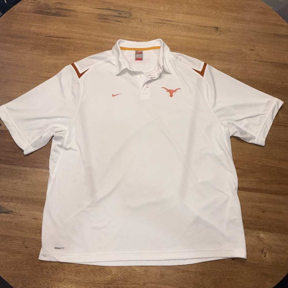 Nike Dri Fit Texas Longhorns Polo XXL UT White Athletic Shirt